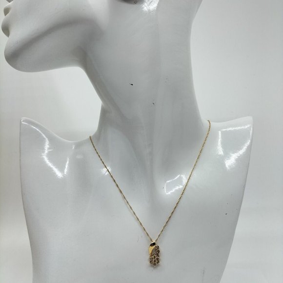 Genuine Italy 18k Yellow Gold Vintage PENDANT Diamond Stone 0.98Ct NECKLACE - Picture 3 of 9